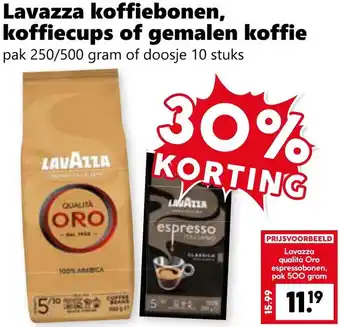 Coop Lavazza koffiebonen, koffiecups of gemalen koffie aanbieding