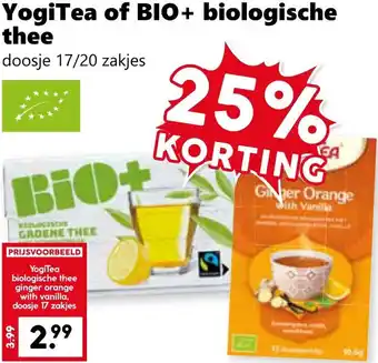 Coop YogiTea of BIO+ biologische thee aanbieding
