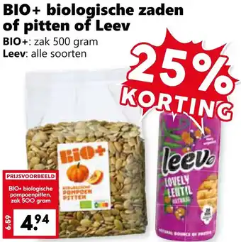 Coop BIO+ biologische zaden of pitten of Leev aanbieding