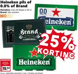 Coop Heineken pils of 0.0% of Brand aanbieding