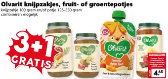 Coop Olvarit knijpzakjes, fruit of groentepotjes aanbieding