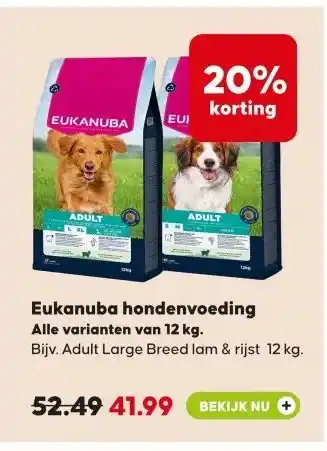 Pets Place Eukanuba hondenvoeding aanbieding