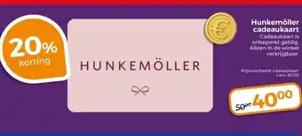 Trekpleister Hunkemöller cadeaukaart aanbieding