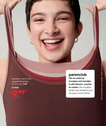 HEMA Katoenen hemd met spaghettibandjes aanbieding