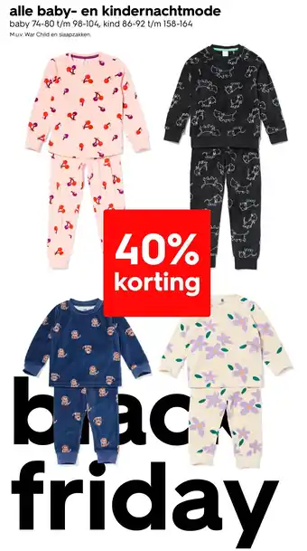 HEMA Alle baby en kindernachtmode aanbieding