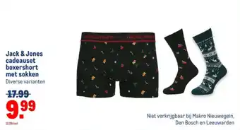 Makro Jack & Jones cadeauset boxershort met sokken aanbieding