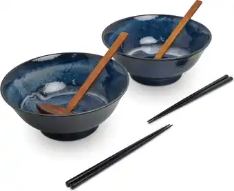 Bol.com Emro Ramen kommenset (2 kommen) Ø21 cm - Blauw aanbieding