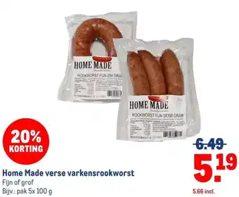 Makro Home Made verse varkensrookworst aanbieding