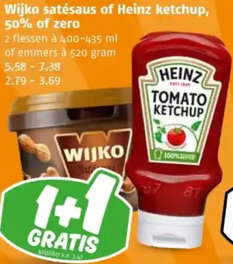 Poiesz Wijko satésaus of Heinz ketchup, 50% of zero aanbieding