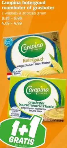 Poiesz Campina botergoud roomboter of grasboter aanbieding