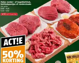 Poiesz Malse runder of kogelbiefstuk, biefstukpuntjes of rundersteaks aanbieding