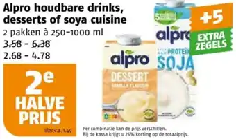 Poiesz Alpro houdbare drinks, desserts of soya cuisine aanbieding