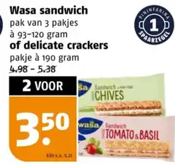Poiesz Wasa sandwich of delicate crackers aanbieding