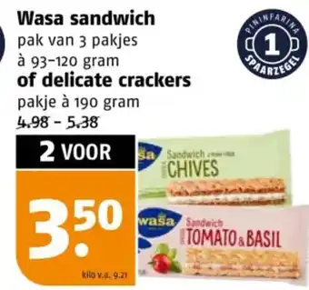 Poiesz Wasa sandwich of delicate crackers aanbieding