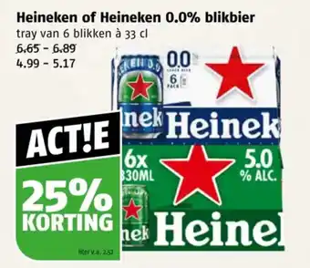 Poiesz Heineken of Heineken 0,0% blikbier aanbieding