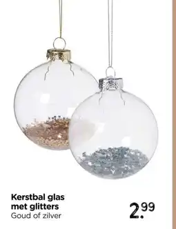 Xenos Kerstbal glas met glitters aanbieding