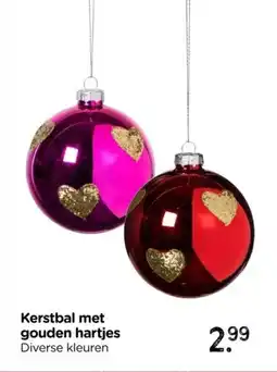 Xenos Kerstbal met gouden hartjes aanbieding