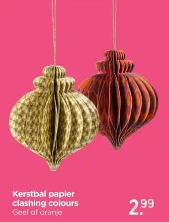 Xenos Kerstbal papier clashing colours aanbieding