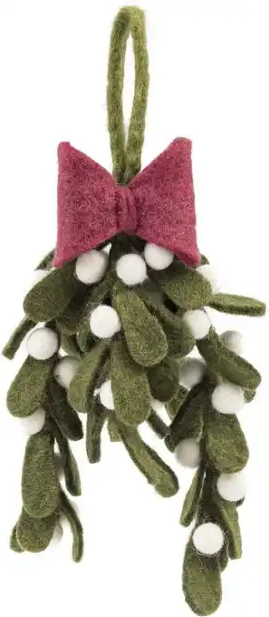 Intratuin Sjaal met Verhaal kerst ornament maretak groen / wit / rood 26 x 14 x 5 cm aanbieding