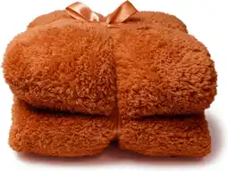 Intratuin Unique Living plaid Teddy oranje 150 x 200 cm aanbieding