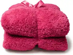 Intratuin Unique Living plaid Teddy fuchsia 150 x 200 cm aanbieding