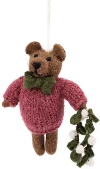 Intratuin Sjaal met Verhaal kerst ornament meneer beer bordeaux / bruin 13 x 9 x 5 cm aanbieding