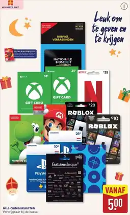 ALDI Alle cadeaukaarten aanbieding