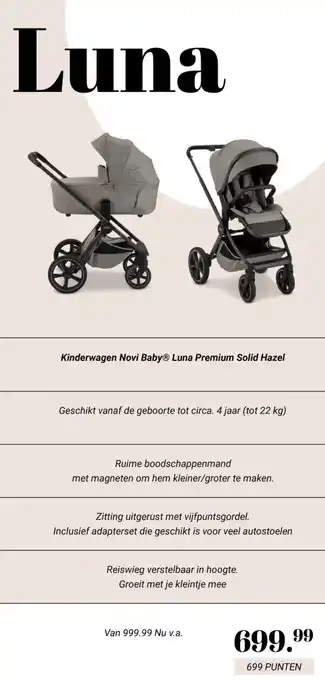 Van Asten BabySuperstore Kinderwagen Novi Baby® Luna Premium Solid Hazel aanbieding