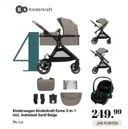 Van Asten BabySuperstore Kinderwagen Kinderkraft Esme 3-in-1 incl. Autostoel Sand Beige aanbieding