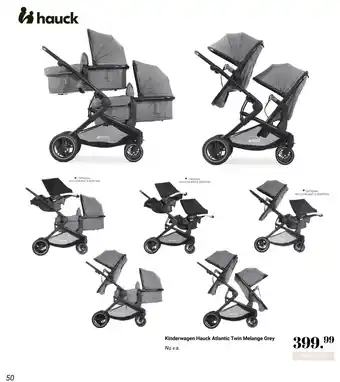 Van Asten BabySuperstore Kinderwagen Hauck Atlantic Twin Melange Grey aanbieding