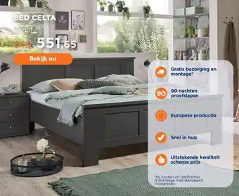 TotaalBED Bed Celta | 140 x 200 cm | Grafiet decor aanbieding