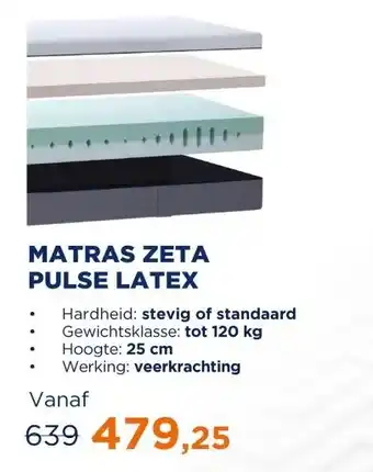 TotaalBED Matras Zeta Pulse-latex | 70 x 200 cm | Standaard aanbieding