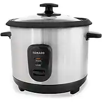 Bol.com Tomado TRC1001S - Rijstkoker - 5 porties - Warmhoudfunctie - Anti aanbaklaag - RVS design aanbieding