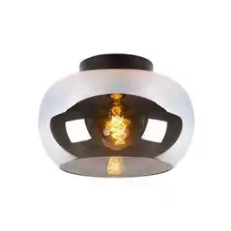 Praxis Lucide plafondlamp Judi zwart gerookt glas ⌀30,5cm E27 aanbieding