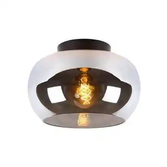Praxis Lucide plafondlamp Judi zwart gerookt glas ⌀30,5cm E27 aanbieding