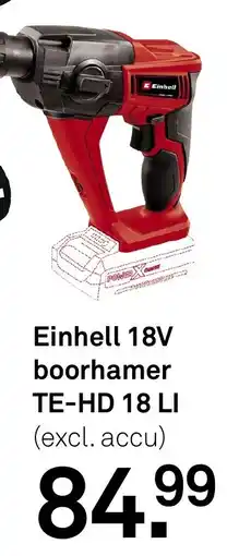 Karwei Einhell 18V boorhamer TE-HD 18 LI aanbieding
