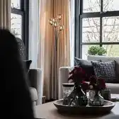 Praxis Qazqa Moderne Vloerlamp Zwart 5-lichts Met Smoke Glas - Athens aanbieding