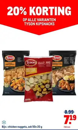 Makro ALLE VARIANTEN TYSON KIPSNACKS aanbieding