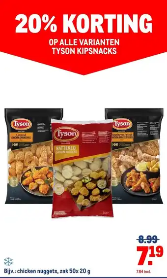 Makro ALLE VARIANTEN TYSON KIPSNACKS aanbieding