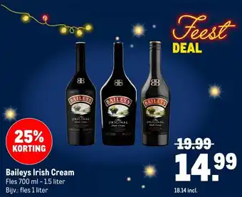 Makro Baileys Irish Cream Fles 700 ml -1.5 liter Bijv.: fles 1 liter aanbieding