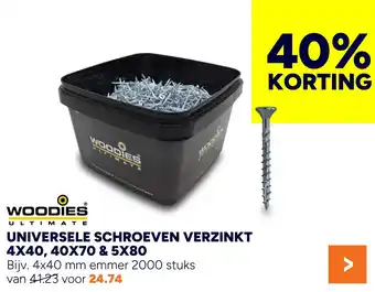 Woodies Ultimate Universele schroeven verzinkt 4x40, 40x70 & 5x80