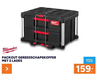 BOUWMAAT Milwaukee Packout gereedschapskoffer met 2 lades aanbieding