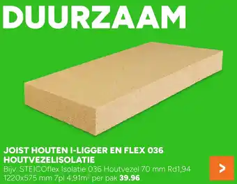 BOUWMAAT Joist houten i-ligger en flex 036 houtvezelisolatie aanbieding