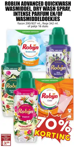 De Boerenschuur Robijn advanced quickwash wasmiddel, dry wash spray, intense parfum en/of wasmiddeldoekjes aanbieding
