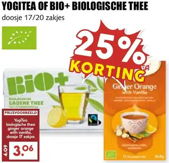 De Boerenschuur Yogitea of bio+ biologische thee aanbieding