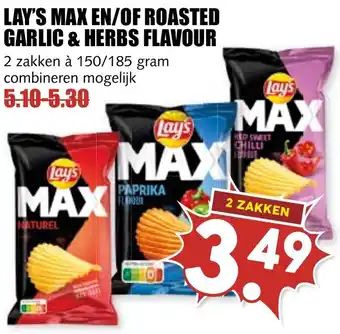 De Boerenschuur Lay's max en/of roasted garlic & herbs flavour aanbieding