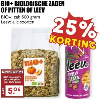 De Boerenschuur Bio+biologische zaden of pitten of leev aanbieding