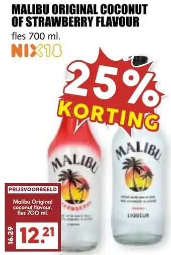 De Boerenschuur Malibu original coconut of strawberry flavour aanbieding