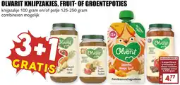 De Boerenschuur Olvarit knijpzakjes, fruit-of groentepotjes aanbieding