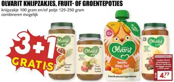 De Boerenschuur Olvarit knijpzakjes, fruit-of groentepotjes aanbieding
